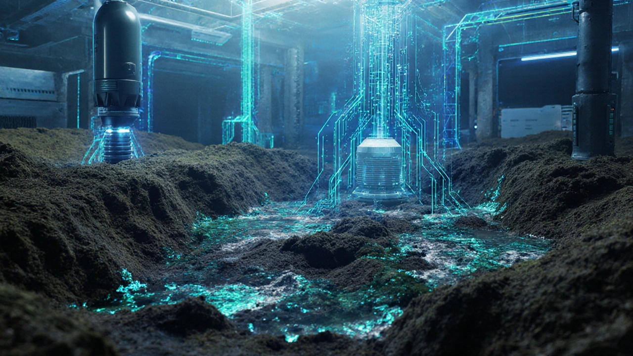 IoT-Sensoren und genetisch optimierte Bakterien reinigen kontaminierten Boden im Untergrund.