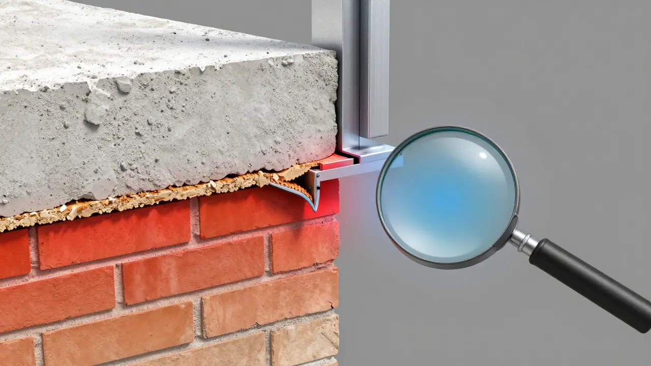 Querschnitt eines Hauswalls mit verborgenen Wärmebrücken: fehlende Dämmung, metallischer Fensterrahmen und Luftzug durch undichte Stellen.