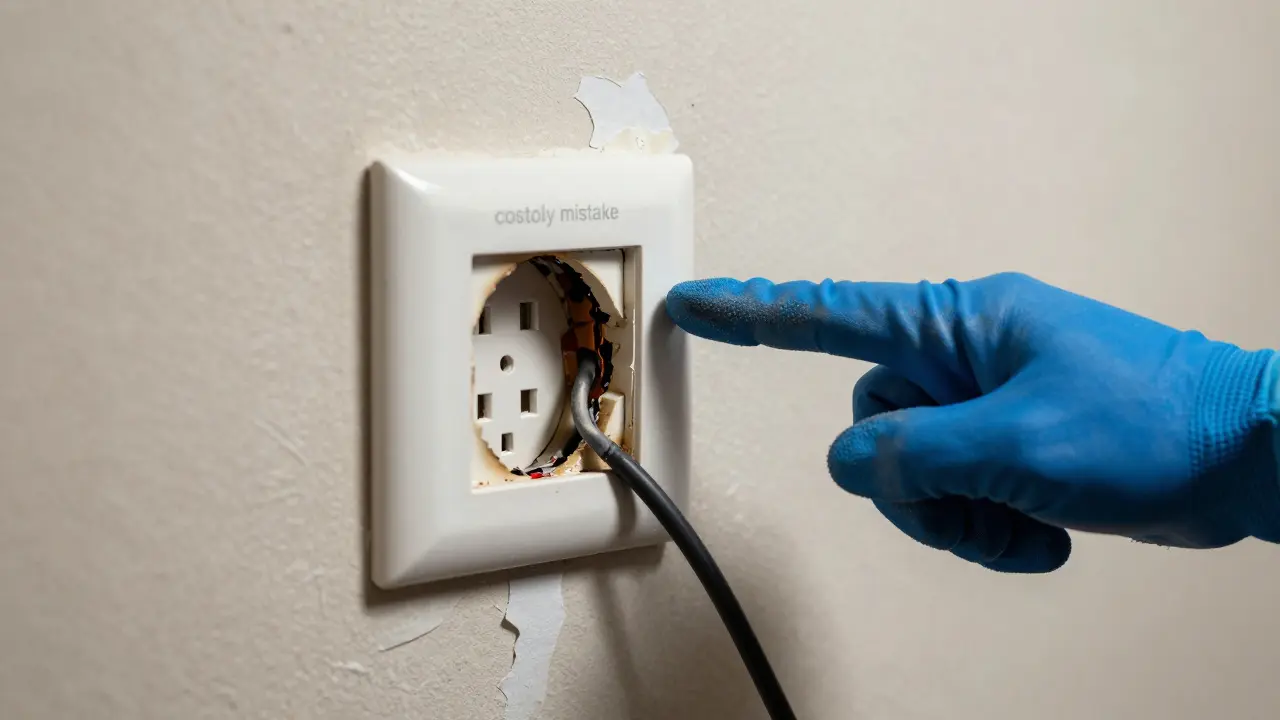 Detailaufnahme einer fehlerhaften Elektroinstallation, die von einem Profi geprüft wird.