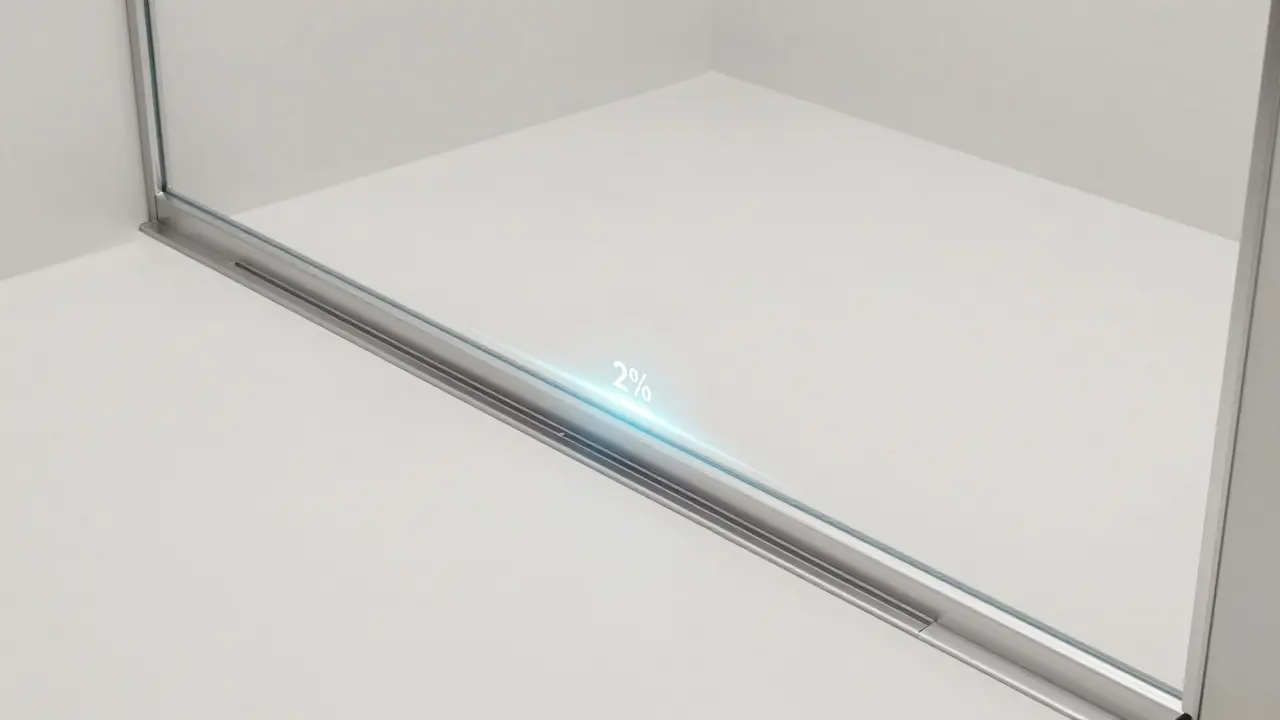 Schematische Darstellung des korrekten Gefälles in einer bodengleichen Dusche