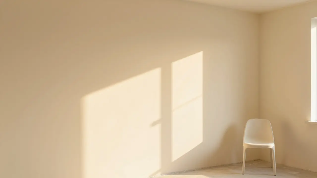Fertig gestrichener Raum mit frischen Wänden im Sonnenlicht