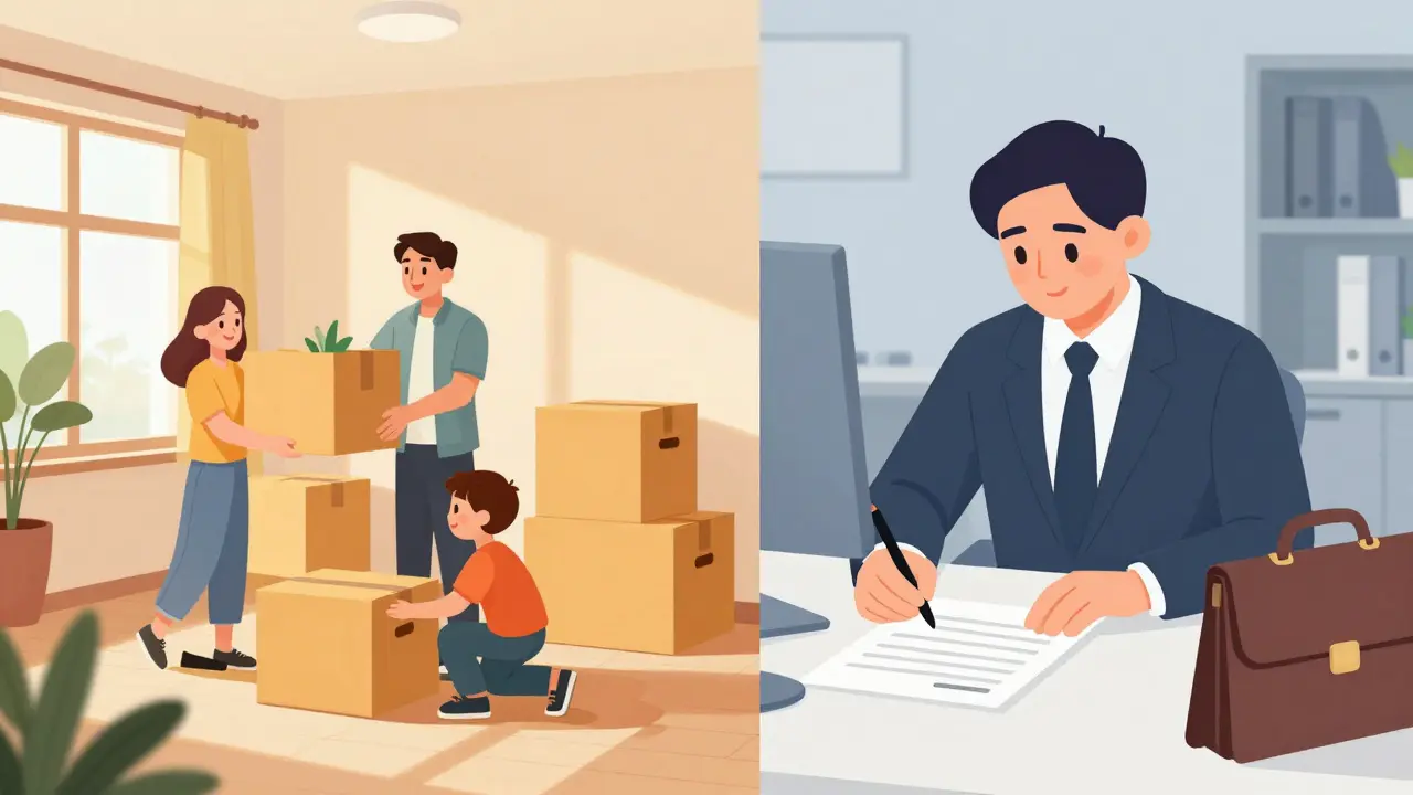 Illustration: Privater Umzug im Vergleich zum beruflichen Wechsel
