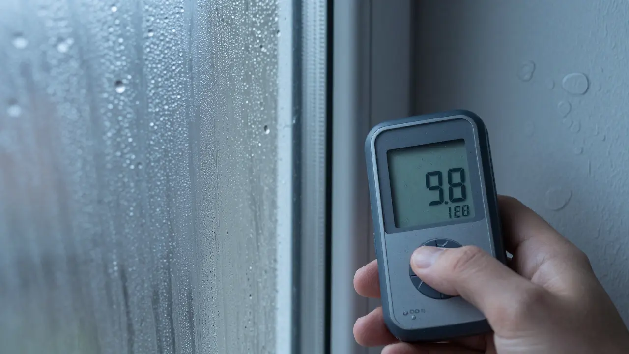 Kondenswasser am Fenster und abblätternde Farbe als Warnzeichen