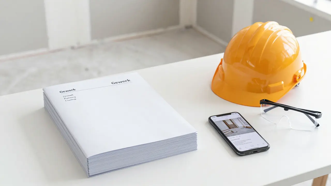Ordner und Smartphone zur Dokumentation von Eigenleistungen