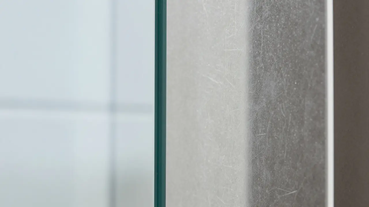 Vergleich von kratzfreiem Glas und gekratztem Kunststoffmaterial