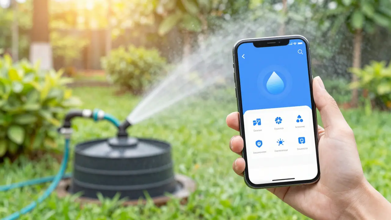 Smartphone-App zur Steuerung der Regenwasseranlage im Garten