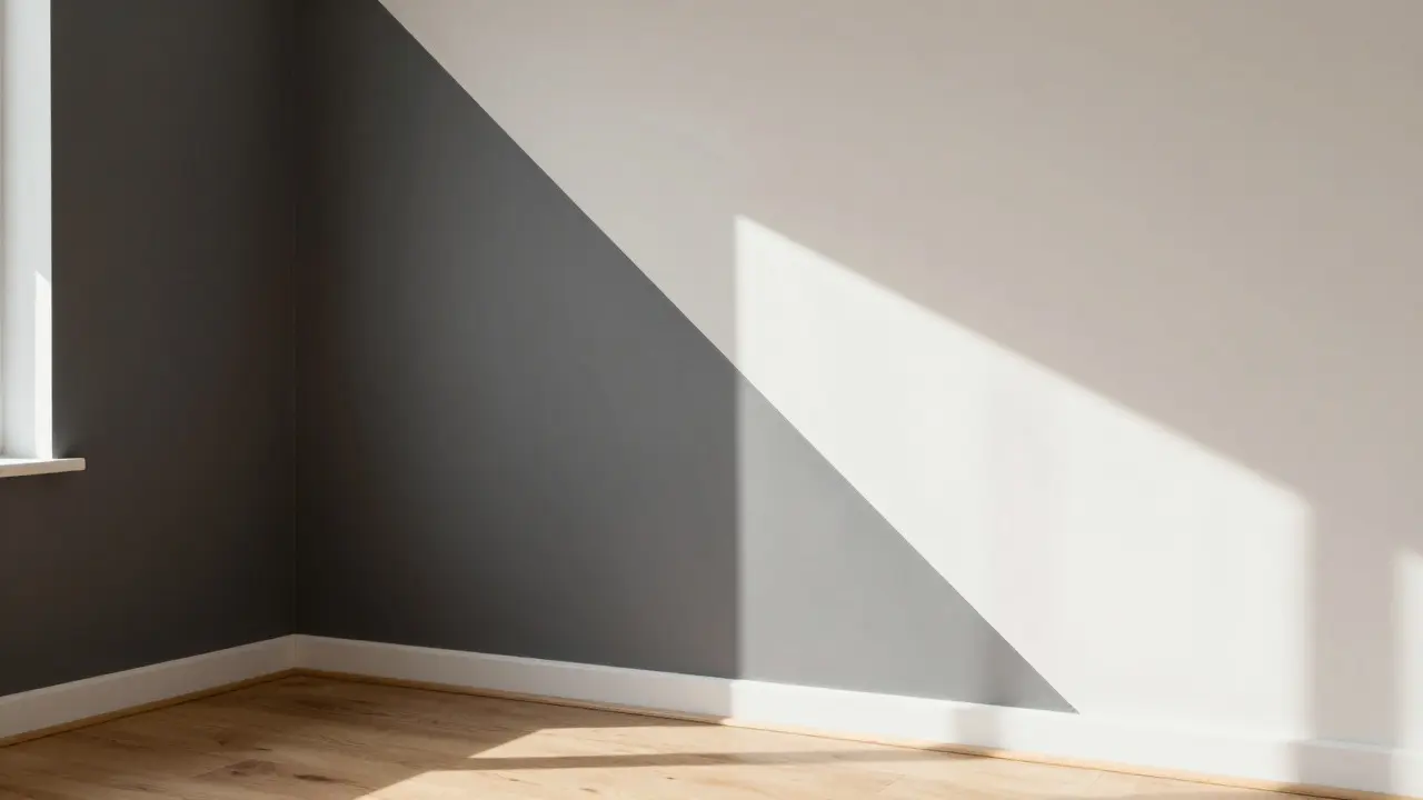 Perfekt gestrichene zweifarbige Wandkante im modernen Raum