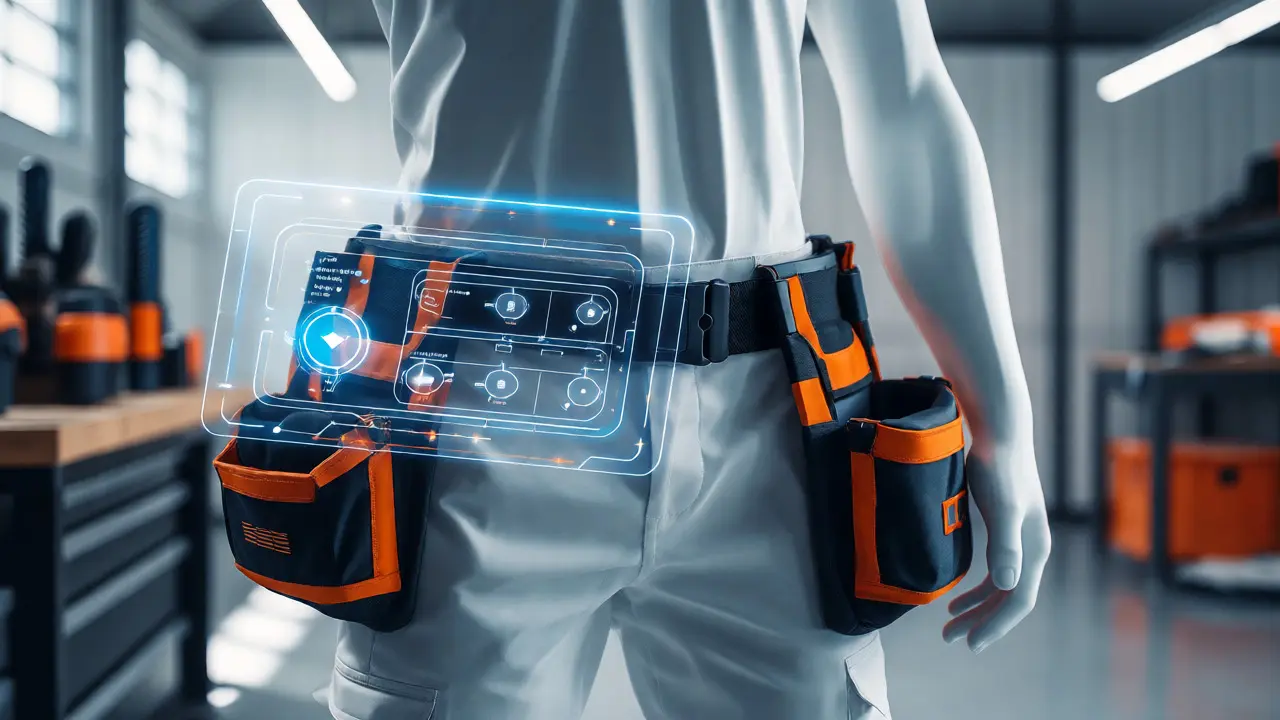 Futuristischer intelligenter Werkzeuggürtel mit digitalen Sensoren