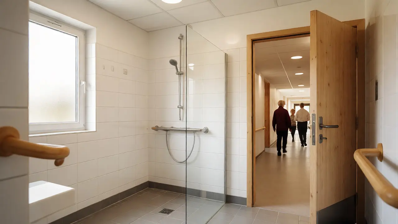 Barrierefreies Badezimmer mit bodengleicher Dusche