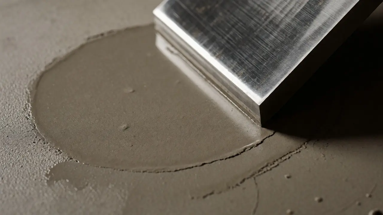 Glätten der Putzoberfläche mit einer Glättekelle im Detail