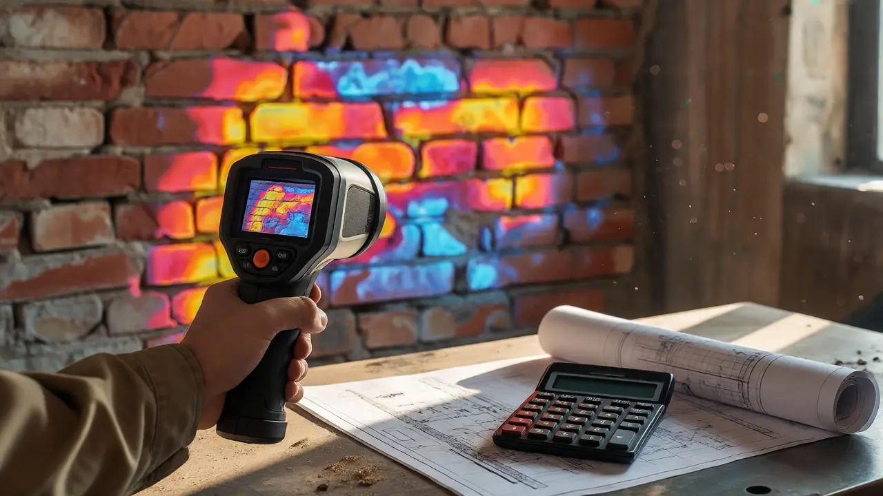 Thermografie-Kamera prüft Mauerwerk auf Wärmeverluste