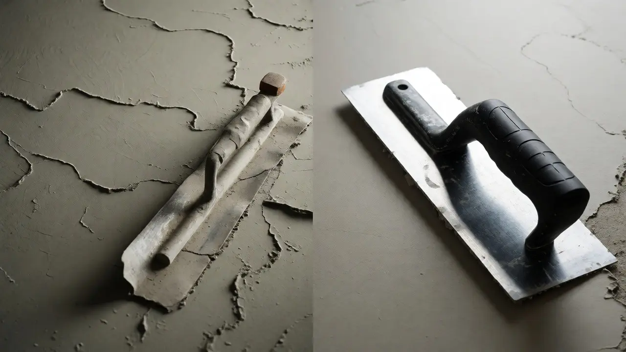 Vergleich der Oberflächenqualität: Wellen durch billiges Werkzeug vs. glatte Fläche durch Profi-Werkzeug.